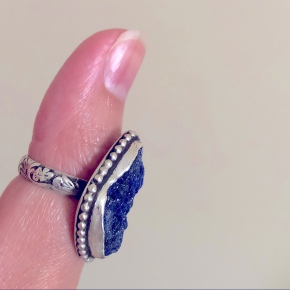 925 large Azurite crystal ring - Picture 3 of 4